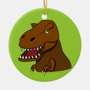 T-Rex Tyrannosaurus Rex Scary Cartoon Dinosaur Ceramic Tree Decoration
