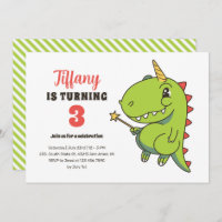 T-Rex Unicorn Fairy Kids Dinosaur Birthday