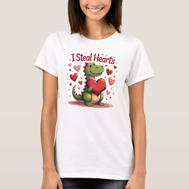 T-Rex Valentine's Day T-Shirt I Steal Hearts (Front)