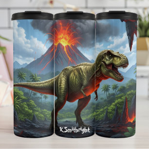 T-Rex Volcano Eruption Prehistoric Roar Thermal Tumbler