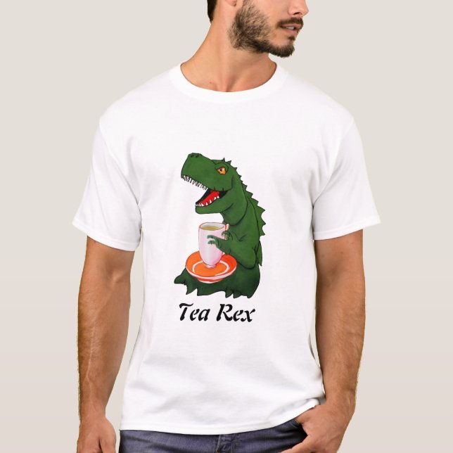 T-Rex vs Tea-Rex | Funny Play On Words Dinosaur T-Shirt (Front)