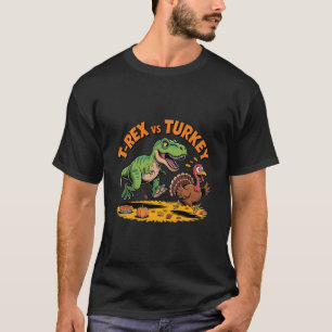 T-rex Vs Turkey Funny Thanksgiving Dinosaur Design T-Shirt