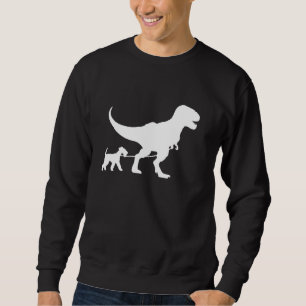 T-Rex Walking a Dog Funny Airedale Terrier Dad Dog Sweatshirt