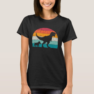 T-Rex Walking a Dog Funny Bull Terrier Lovers Dog T-Shirt