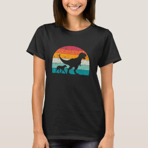 T-Rex Walking a Dog Funny Catahoula Leopard Dog Da T-Shirt