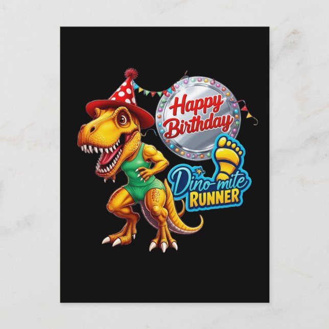 T-Rex wearing green running outfit Postcard (Front)