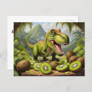 T-Rex with kiwi fruit Postcard