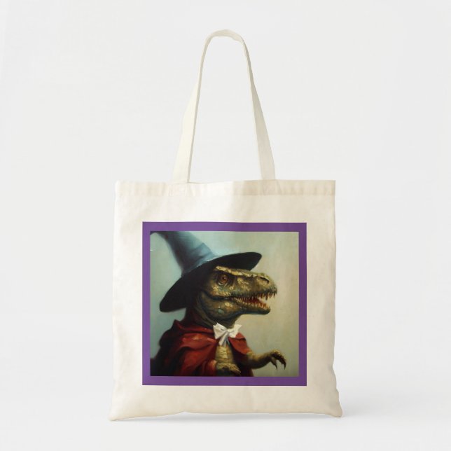 T Rex Wizard Tote Bag (Front)