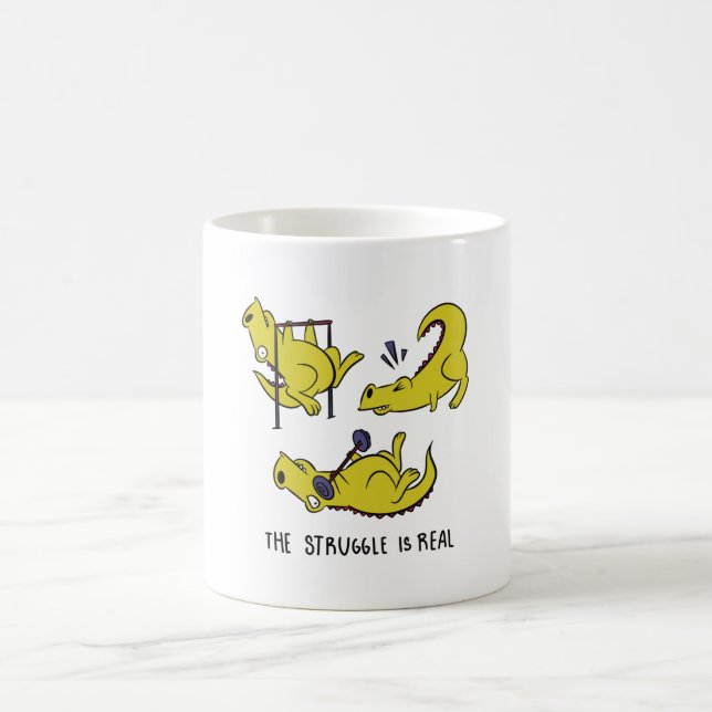 T-Rex Workout Struggle Coffee Mug (Center)