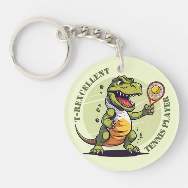 🎾🦕T-Rexcellent Tennis Player Key Ring (Front)