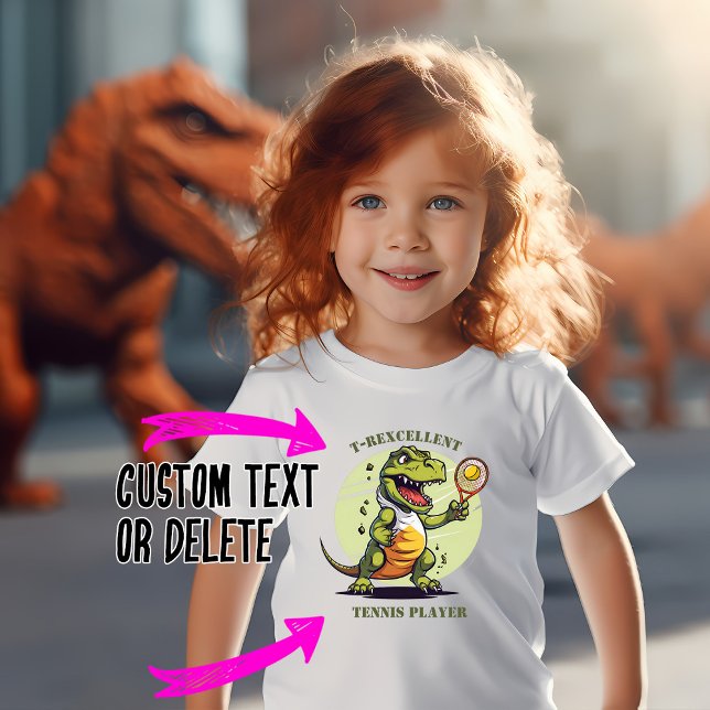 🎾🦕T-Rexcellent Tennis Player T-Shirt (T-rexcellent tennis player t-shirt for all sizes and all ages, custom text)