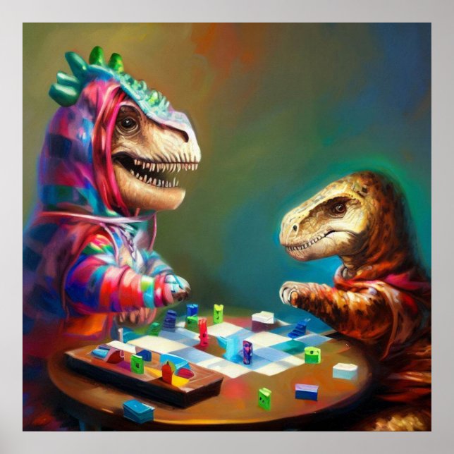 T Rexs Board Games Poster (Front)