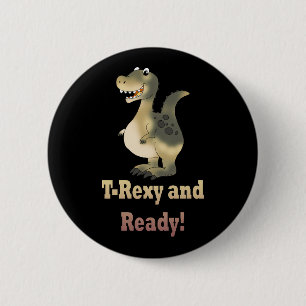 T-Rexy and Ready Dino Cartoon 6 Cm Round Badge