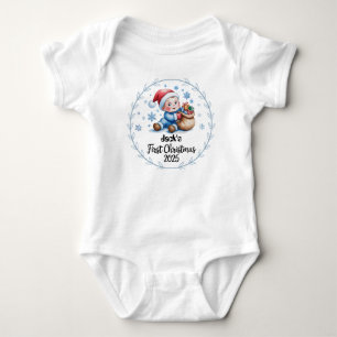 T-Shirt0Personalized Baby's First Xmas 2025-Boy Baby Bodysuit