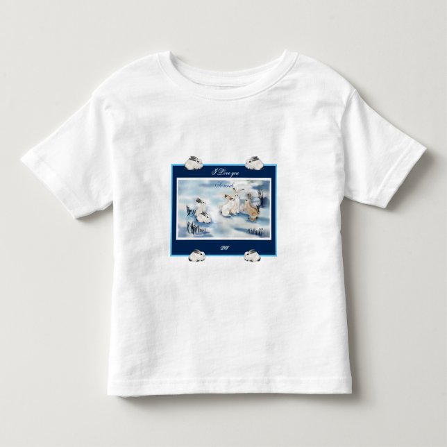 T-shirt adorable rabbits digital drawing  (Front)