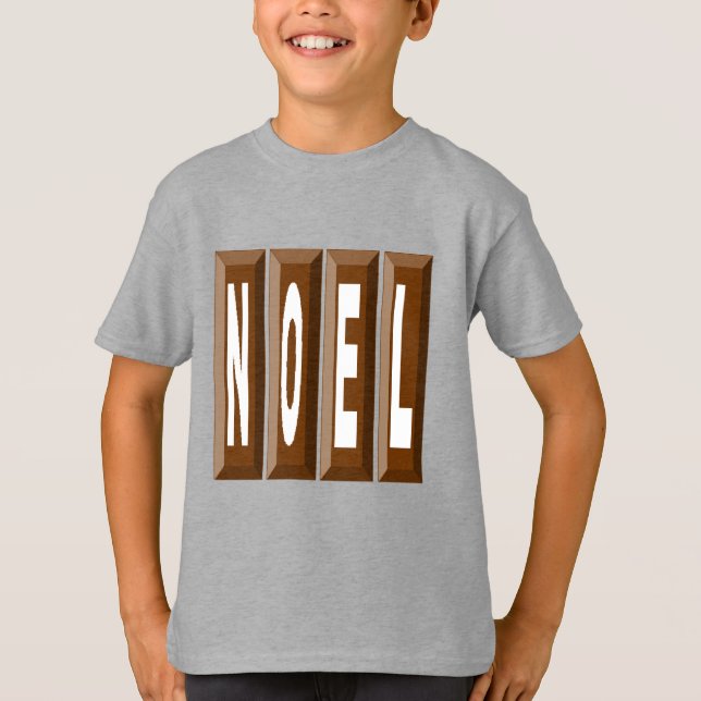T-shirt basique acier pour enfants NOEL CHOCOLAT (Front)