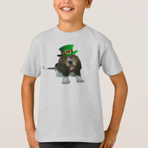 T-Shirt Basset Hound Happy St. Patrick's Clover