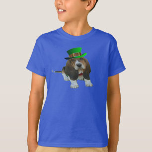 T-Shirt Basset Hound Happy St. Patrick's Clover