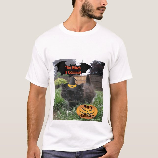 T-Shirt Black Cat The Witch Is Coming (Front)