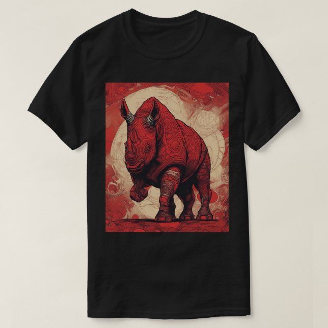 T-Shirt Black, Red Rhino (Design Front)