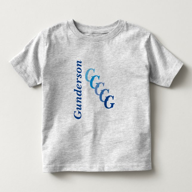 T-Shirt - BlueName and Staggered Initials (Front)