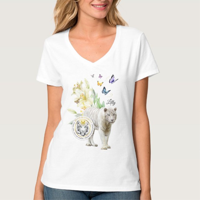 T-Shirt Brave Butterfly Be the Change White Tiger (Front)