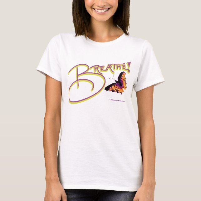 t-shirt,breathe,butterfly,black and white, T-Shirt (Front)