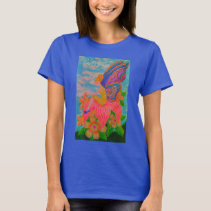 T-Shirt Butterfly Blue, butterfly flowers