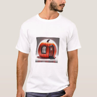 t-shirt cartoon illustration of a bright red pumpk