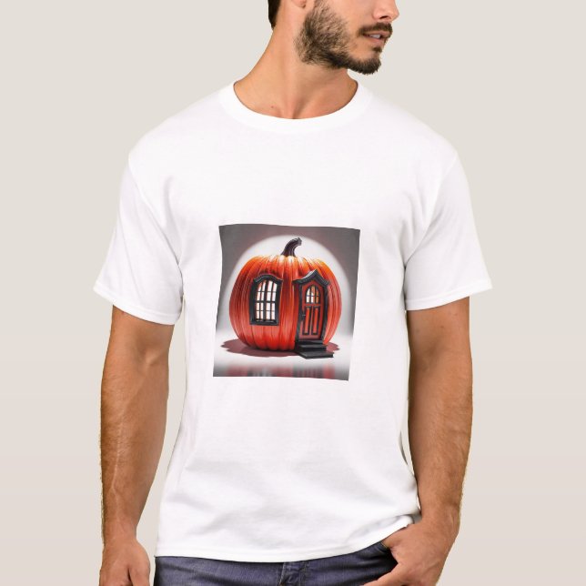 t-shirt cartoon illustration of a bright red pumpk (Front)