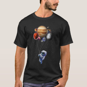 T-Shirt, Cat as Astronaut in Space Holding Planet T-Shirt