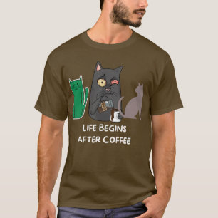 T-Shirt cat pictures for coffee lovers brown
