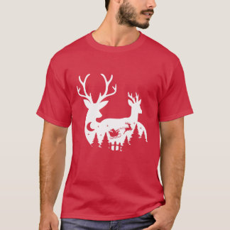 T-Shirt : Christmas Reindeer and Santa (red)