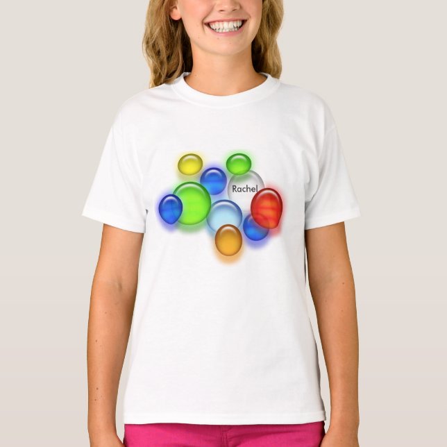 T-shirt - Coloured Bubbles with Name (Front)
