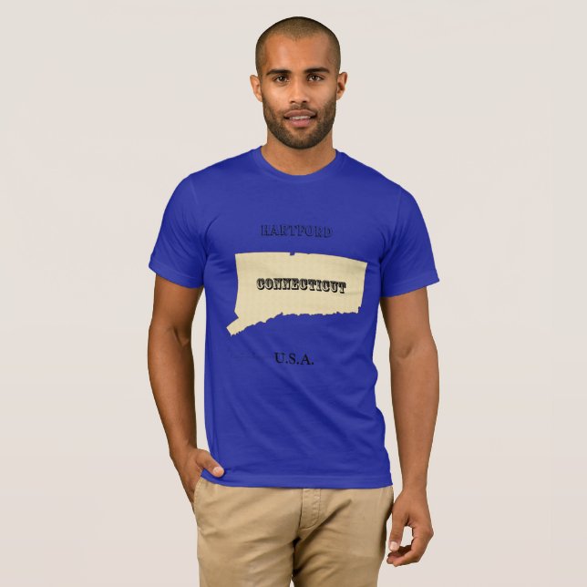 T-shirt - Connecticut Map with City (Front Full)