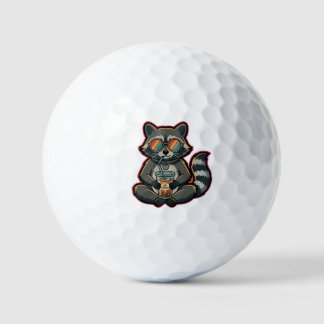T-Shirt Cool Racoon Drinking Oat Milk Iced Coffee Golf Balls