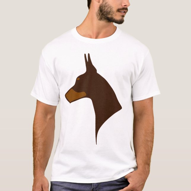 T-Shirt - Cropped Doberman Head in Red and Rust (Front)