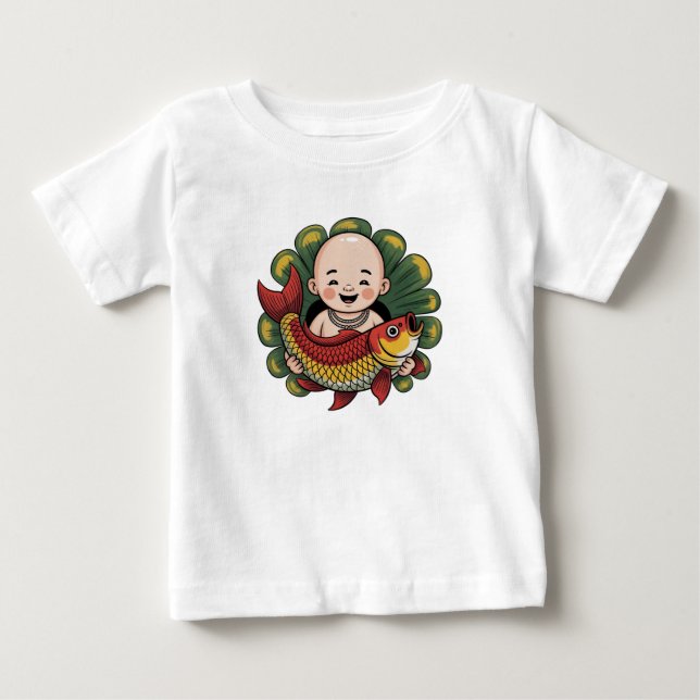 T-Shirt | Cute Boy with Lucky Koi (Front)