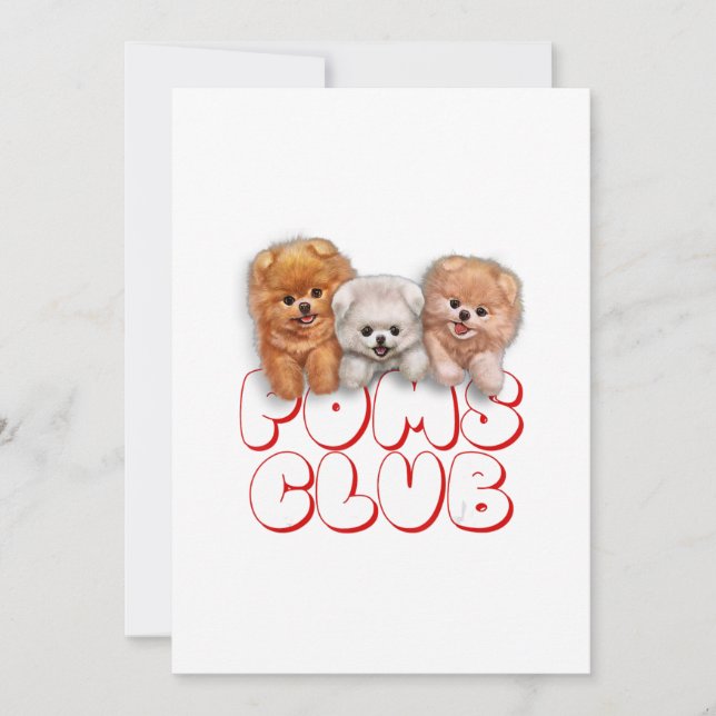 T-Shirt, Cute Pomeranian Puppy, Poms Club Holiday Card (Front)