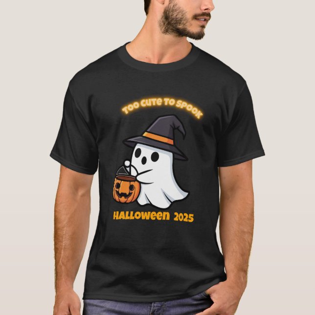 T-Shirt Cute Spook | Minimalist Kawaii Ghost Hallo (Front)