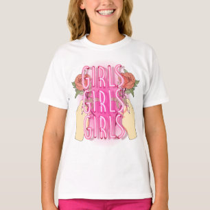 T-shirt design of girls flowers