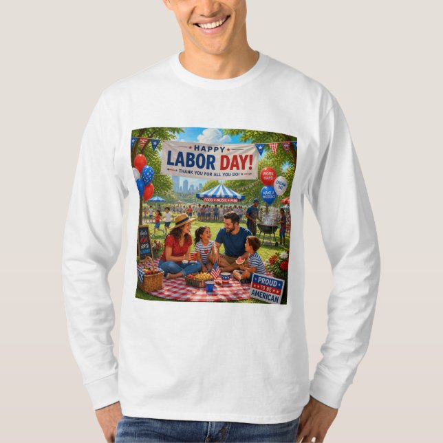 T-shirt design of happy labour day (Front)