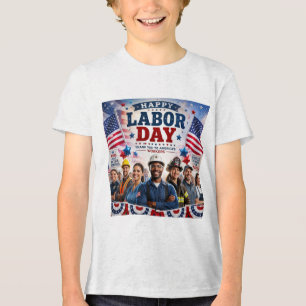 T-shirt design of happy labour day Tri-Blend shirt