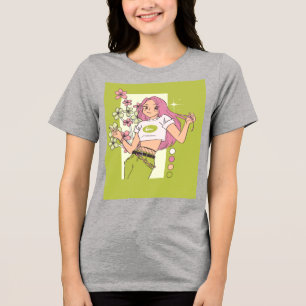 T-Shirt design with pretty girl Tri-Blend Shirt