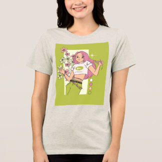 T-Shirt design with pretty girl  Tri-Blend Shirt