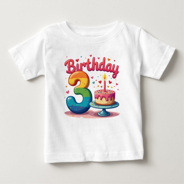 T-shirt designs for a Three-year-old's birthday (Front)