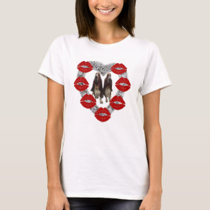 T-Shirt Diamond Heart With Bassets & Kisses