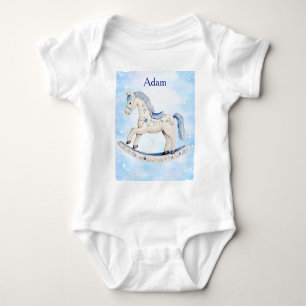 T-Shirt-Editable Blue Chinoserie Baby Bodysuit