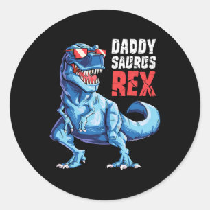 T Shirt Fathers Day Gifts T Rex Daddy Saurus Men Classic Round Sticker