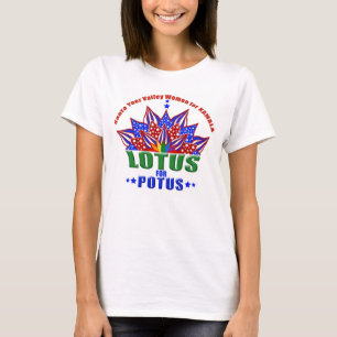 T shirt featuring the logo of SYV Lotus for POTUS.